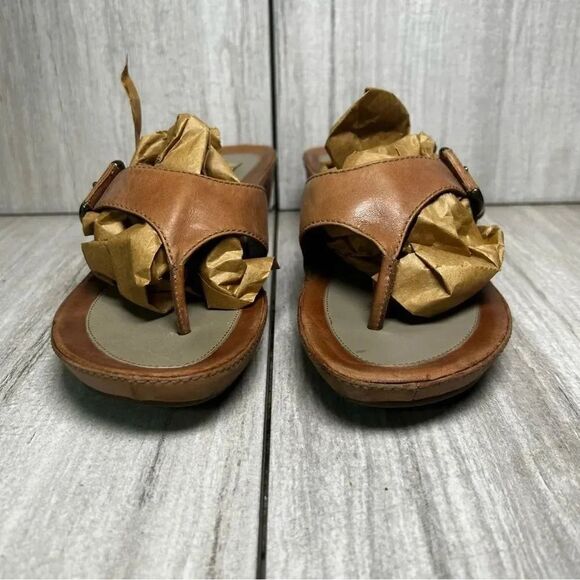 ECCO Brown Leather Slip On Slides Thong Flip Flop Sandals Buckle Women 11 EUR 42 - Picture 6 of 10
